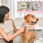 Geoorood Dog Grooming Vacuum All-In-One Kit with 10Kpa Suction, 2.2L Dust Tank, Adjustable Combs, Lightweight Design, Perfect for Gifts & Home Use