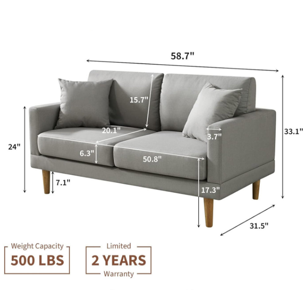 Ainfox Loveseat For Reading, Accent Chair Bedrooms, Modern Couch Chair with Pillows