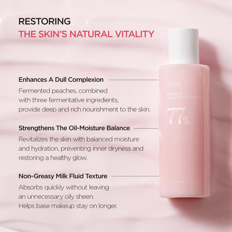Anua Peach 77 Niacin Conditioning Milk 5.07 Fl. Oz. (150Ml)｜Korean Skin Care, Moisturizer, Skincare Comfort, Hydrating, Niacinamide, Brightening