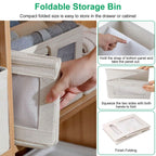 4-Pieces: Foldable Linen Clothing Storage Bin with Visible Clear Window