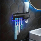 3-In-1 Toothbrush Holder with Smart Automatic Toothpaste Dispenser USB Charging Wall-Mounted Bathroom Storage Box Holds up to 4 Brushes Simultaneously Space-Saving