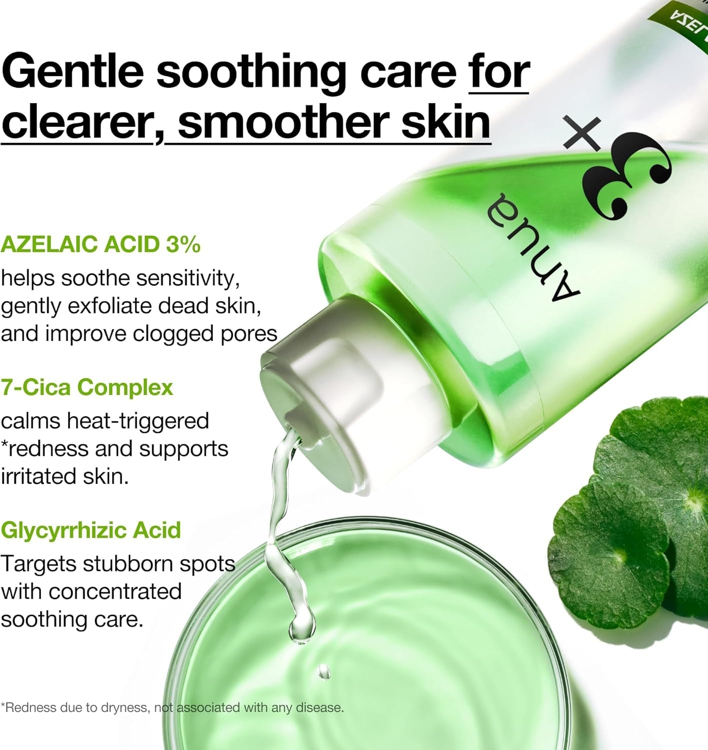 Anua Azelaic Acid 3 CICA Skin Clarifying Toner, Soothing & Clear Care, with Salicylic & Azelaic Acid, Sebum & Spot Care, Suitable for Sensitive Skin, Korean Skincare, 8.45 Fl.Oz