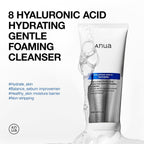 Anua Hydrating Gentle Foaming Cleanser, Hyaluronic Acid, Glycerin, Zinc, Panthenol, Korean Face Wash for Dry Skin, for Double Cleansing, Korean Skincare (150Ml/5.07Fl Oz.)