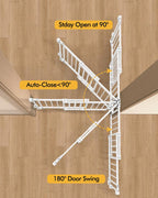 Baby Gate for Stairs Doorways & Kitchen, 26.4"-43" W X 29" H, No Bottom Bar Dog Gate, One-Handed Auto-Close, Hardware Mount Safety Gate for Dogs & Toddlers, Black