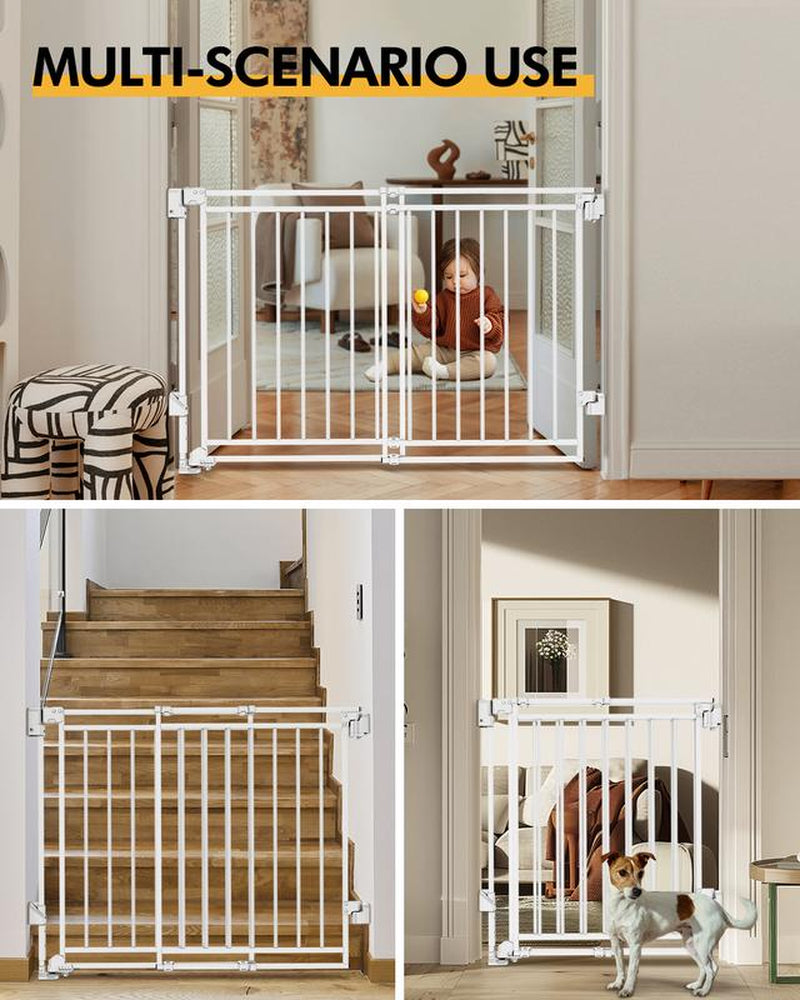 Baby Gate for Stairs Doorways & Kitchen, 26.4"-43" W X 29" H, No Bottom Bar Dog Gate, One-Handed Auto-Close, Hardware Mount Safety Gate for Dogs & Toddlers, Black