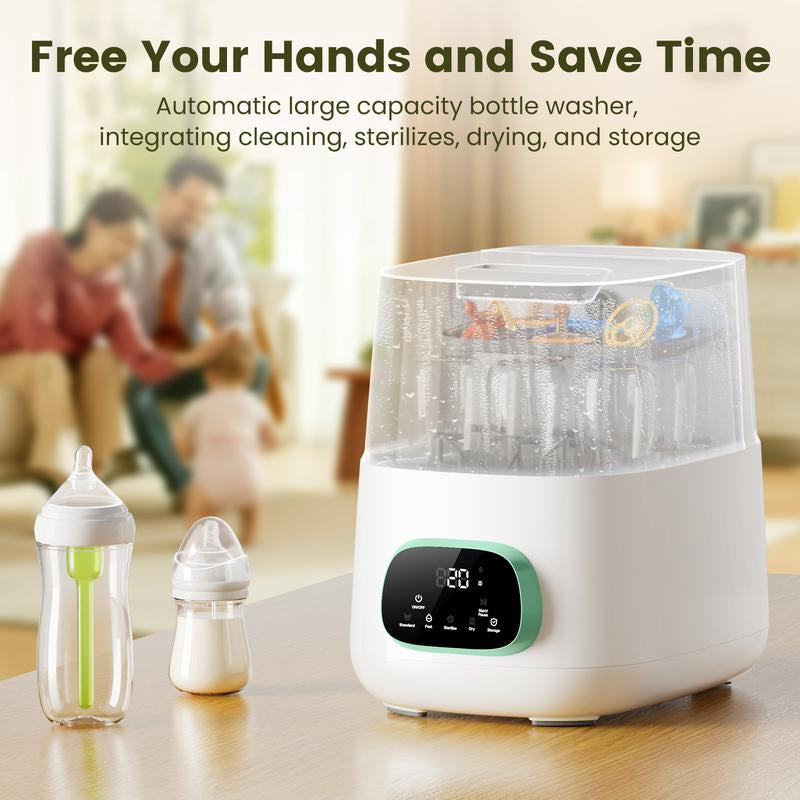 Baby Bottle Washer,Sterilizer and Dryer,Effortless All-In-One Cleaning Mashine,Large Capacity for Bottles,Pump Parts & Baby Essentials, Free Your Hands and save Time