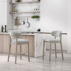 ACTU Counter Stools Set of 2, 26” Upholstered Bar Stools, Solid Wood, Mid-Century Modern