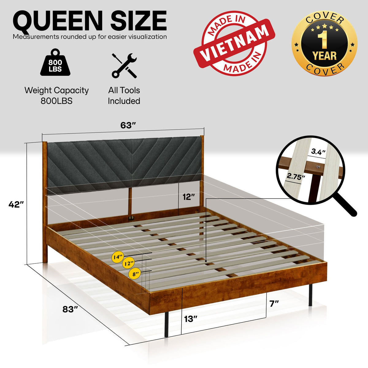 Astoria Solid Wood Bed Frame