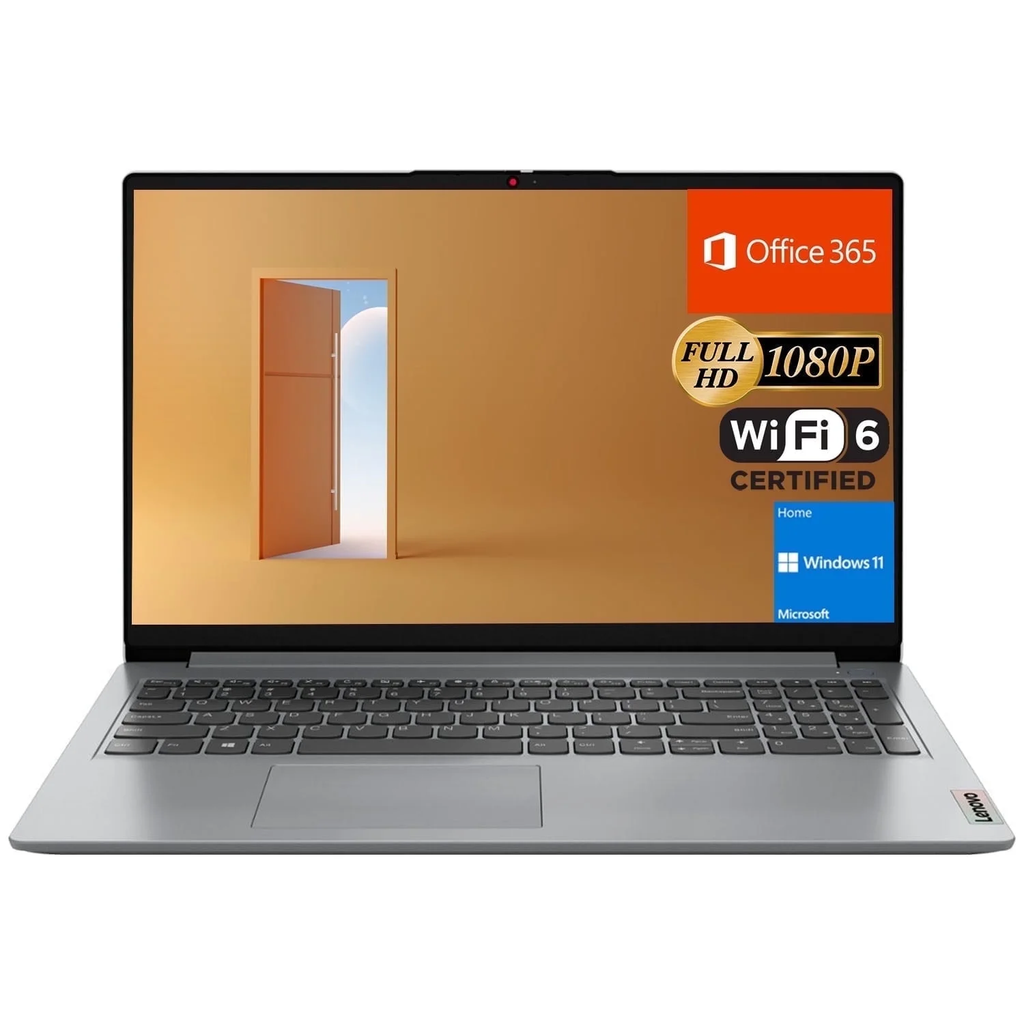 Lenovo Ideapad 1 Laptop, 15.6" FHD, Intel Processor, 8GB RAM, 128GB SSD + 128GB Emmc, Windows 11 Home, Grey