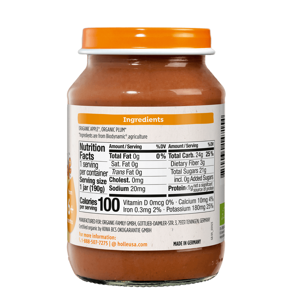 Holle Organic Baby Food Jar - Apple & Plum - 12 Jars