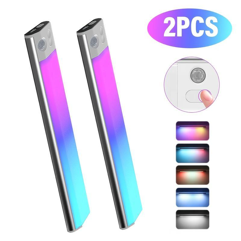 Rechargeable LED Motion Sensor Night Light – 8 Ambient Colors, Auto-On, Long Battery Life, Stick Anywhere, No Outlet Needed – Cozy, Plug-Free Lighting for Bedroom, Bathroom, Stairs & More!