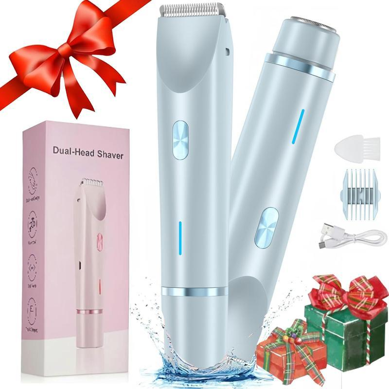 Ultimate 2-in-1 Electric Hair Removal Tool for Women - Dual-Head Trimmer & Shaver, Waterproof for Body & Facial Use, Perfect Mother’s Day Gift!