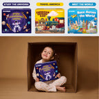 Learning Board Games for Kids 6-8 - Educational Trivia Cards Ages 8-12 - 3X Set World USA Map & Space
