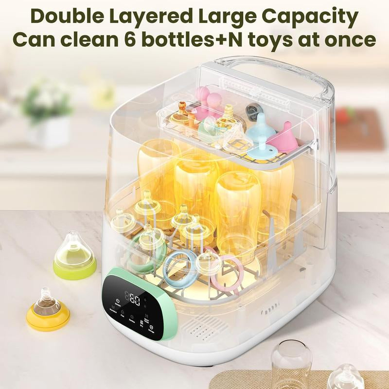 Baby Bottle Washer,Sterilizer and Dryer,Effortless All-In-One Cleaning Mashine,Large Capacity for Bottles,Pump Parts & Baby Essentials, Free Your Hands and save Time