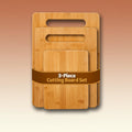 3-Piece Cutting Board Set - Bamboo Wood Chopping Boards with Built-In Hand Grips, Durable & Knife-Safe Wooden Boards for Kitchen Prep & Serving Lightweight