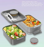 Adult Lunch Box Kids 3 Layers Stackable,Bento Lunch Box 72Oz Large Capacity Leak-Proof with Sauce Containers for Work,School,Outside Tableware Grey