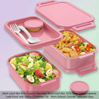 Adult Lunch Box Kids 3 Layers Stackable,Bento Lunch Box 72Oz Large Capacity Leak-Proof with Sauce Containers for Work,School,Outside Tableware Grey