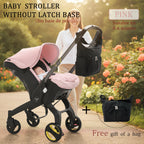 Baby Stroller with Free Bag ,Newborn Stroller,Foldable Stroller Legs,Equipped with Chest Clip,One-Click Contraction Function,Alloy Metal Material,4-Wheel Travel Toddler Stroller