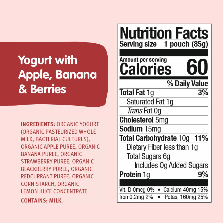 Holle Organic Apple, Banana & Berries Yogurt Pouches
