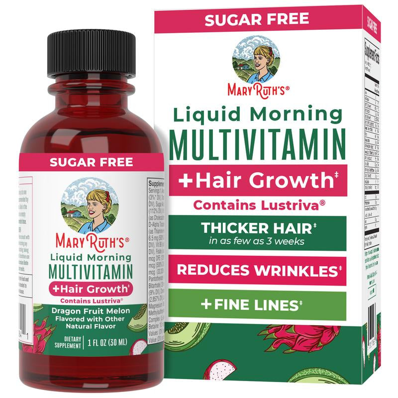 Maryruth'S Travel Pack Liquid Multivitamin + Hair Growth with Clinically Tested Lustriva - Thicker Hair - Reduce Wrinkles & Fine Lines - 1 Fl Oz
