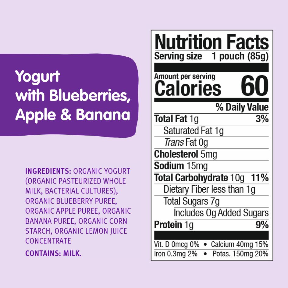 Holle Organic Blueberries, Apple & Banana Yogurt Pouches