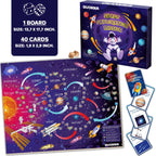 Learning Board Games for Kids 6-8 - Educational Trivia Cards Ages 8-12 - 3X Set World USA Map & Space