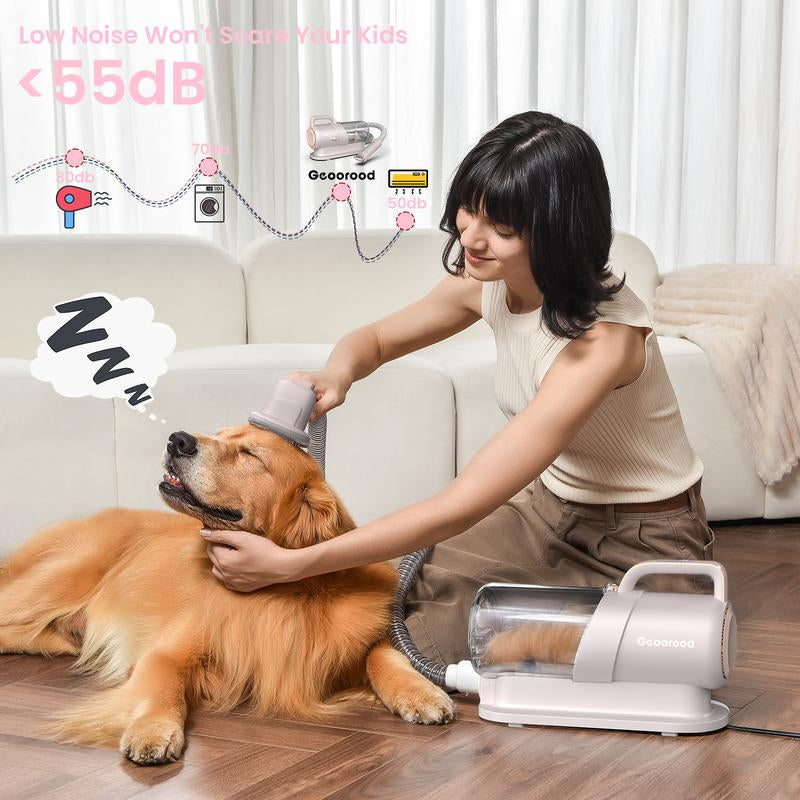 Geoorood Dog Grooming Vacuum All-In-One Kit with 10Kpa Suction, 2.2L Dust Tank, Adjustable Combs, Lightweight Design, Perfect for Gifts & Home Use