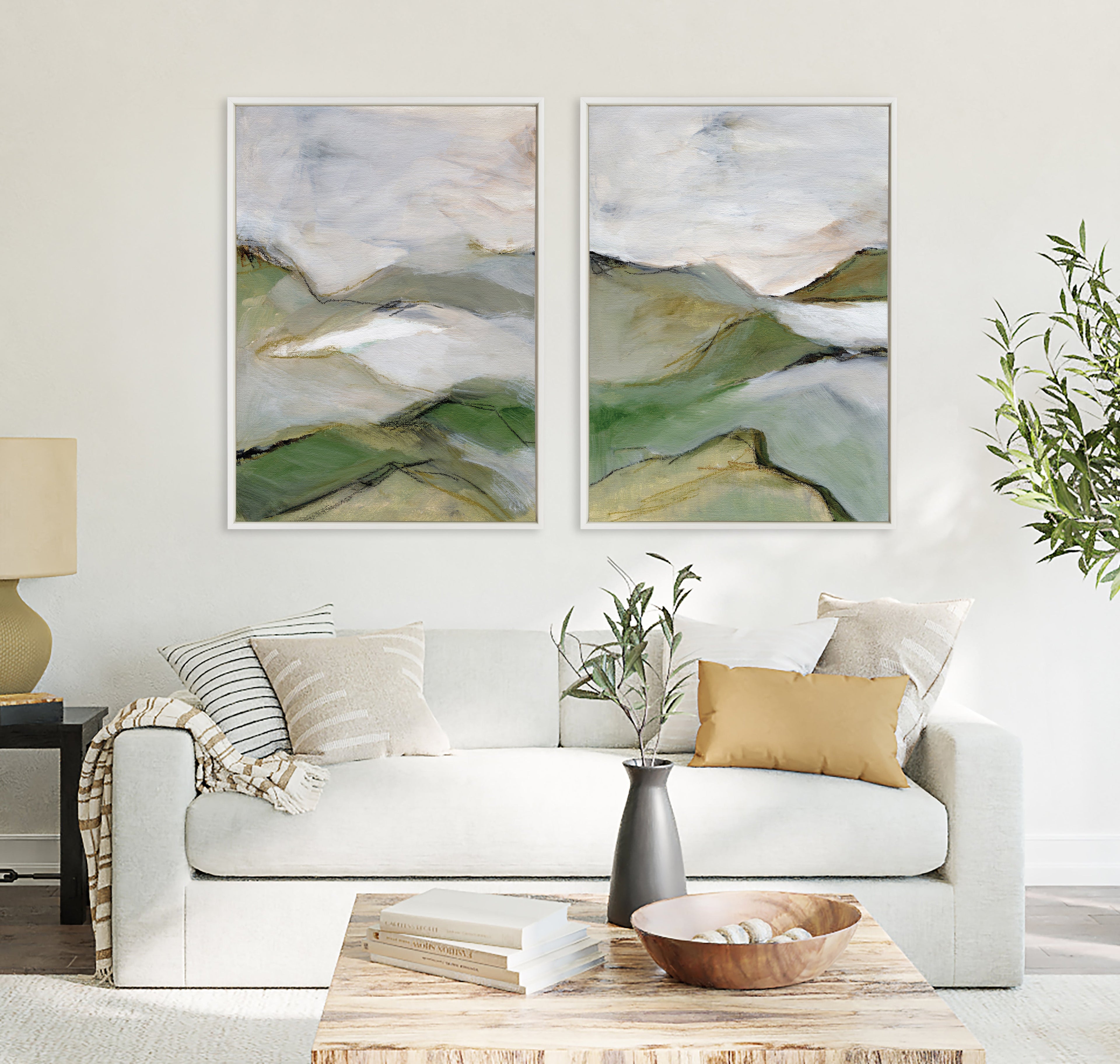 Sylvie Whispers of the Hills 1 and 2 Framed Canvas Art Set by Nikita Jariwala