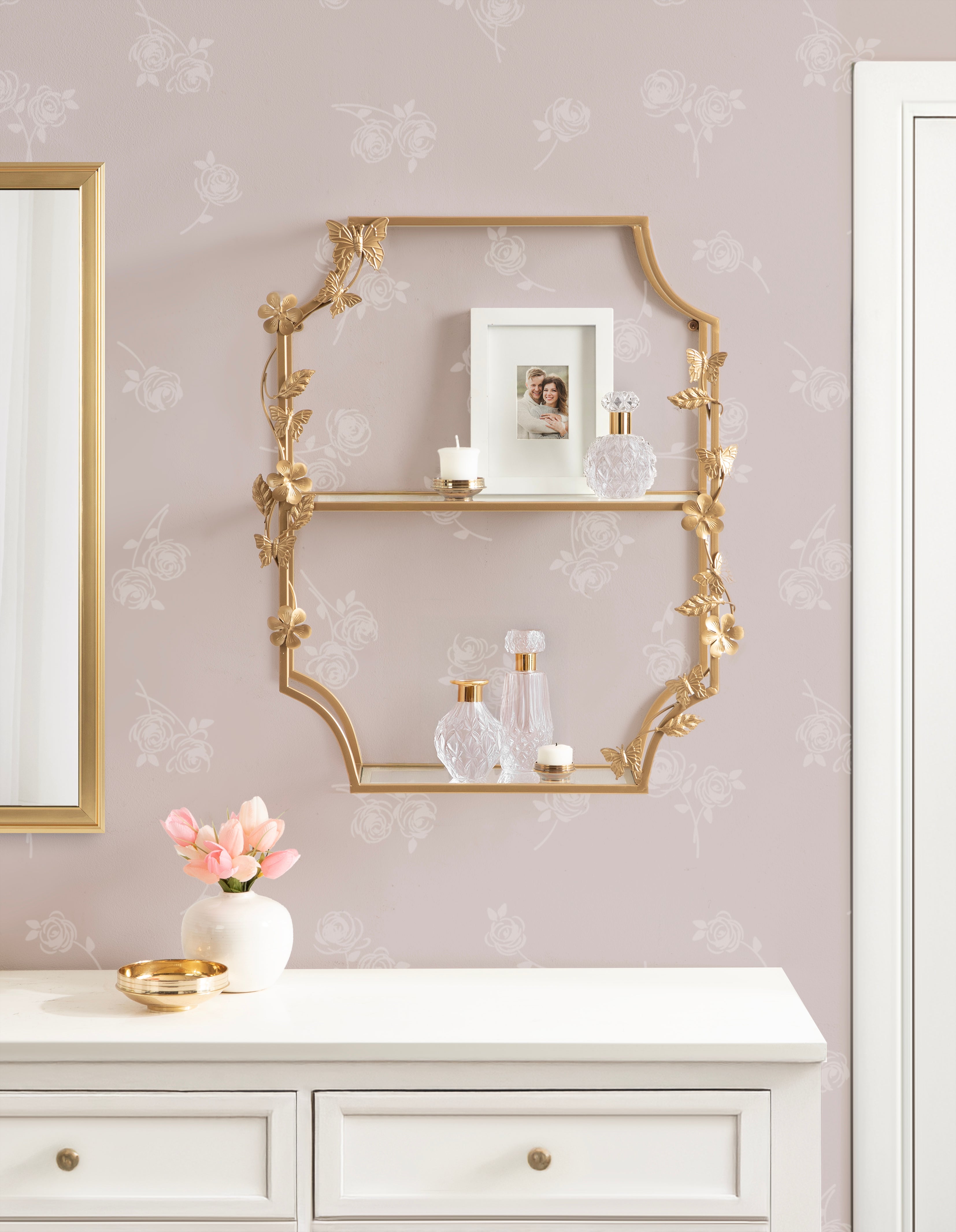 Rosella Floral Tiered Shelf Metal