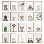 Sylvie Elephant Giraffe and Lion Framed Canvas by Simon Te of Tai Prints
