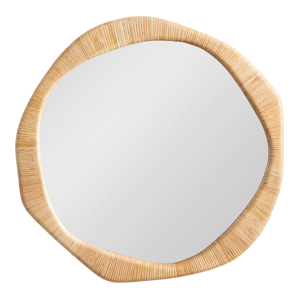Rahfy Rattan Irregular Round Wall Mirror