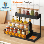 3 Pack Multi-Purpose under Sink Organizers and Storage, 2026 L-Shaped Pull Out Cabinet Organizer for Bathroom & Kitchen, under Cabinet Organizer with Hooks Hanging Cup, Black