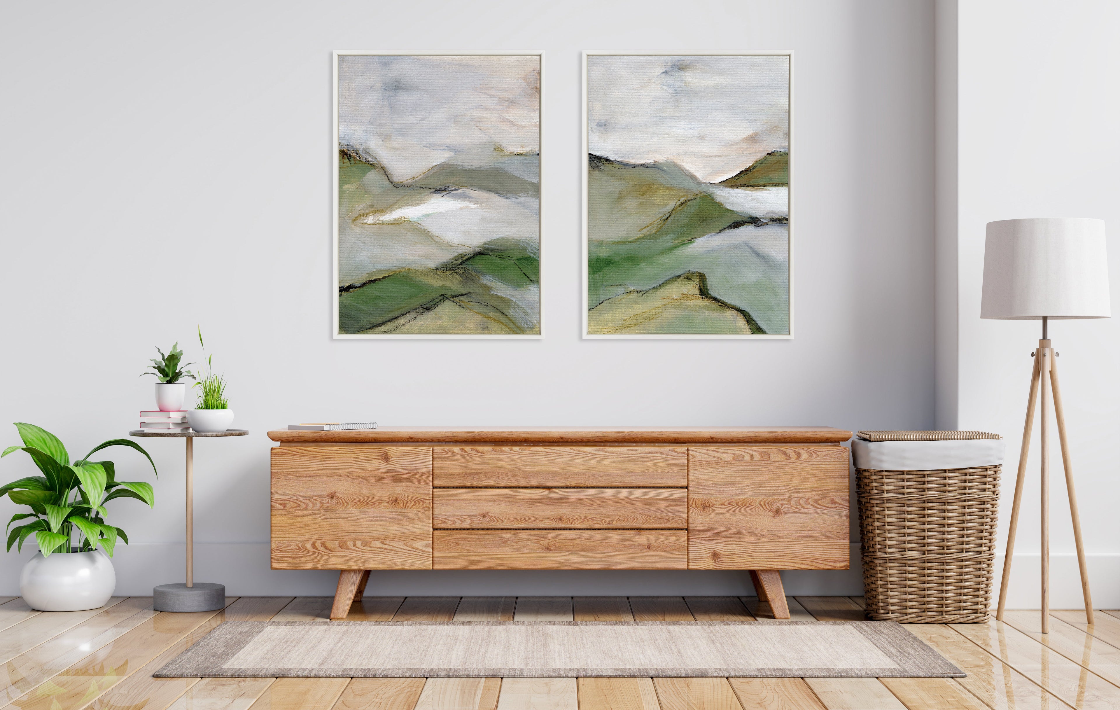 Sylvie Whispers of the Hills 1 and 2 Framed Canvas Art Set by Nikita Jariwala